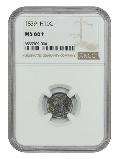 1839 H10C No Drapery NGC MS66+ - Liberty Seated Half Dime