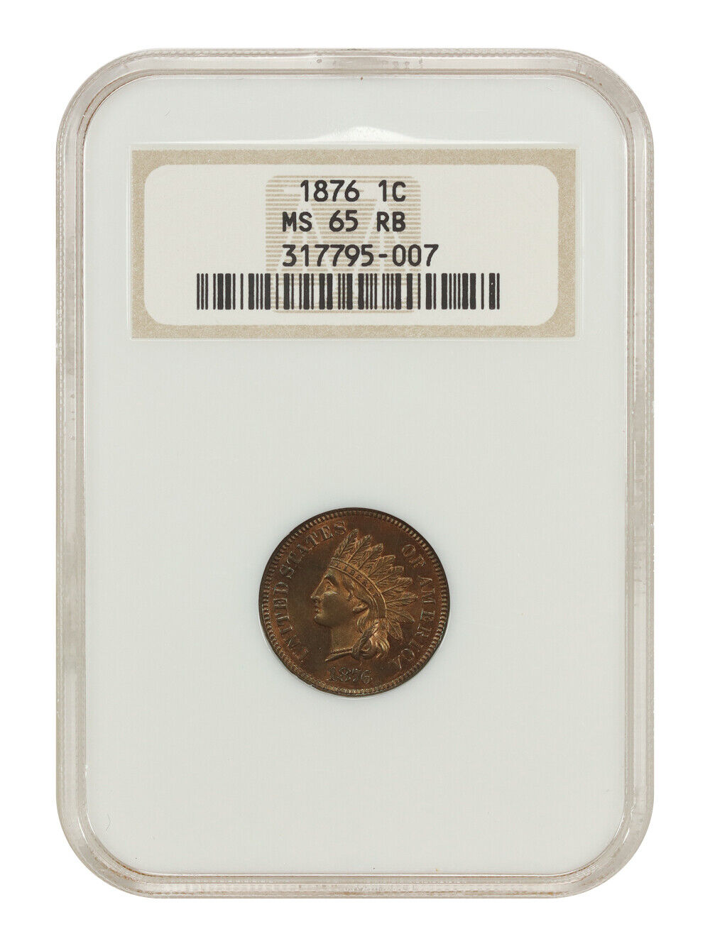 1876 1C NGC MS65RB (OH) - Indian Cent - Better Date