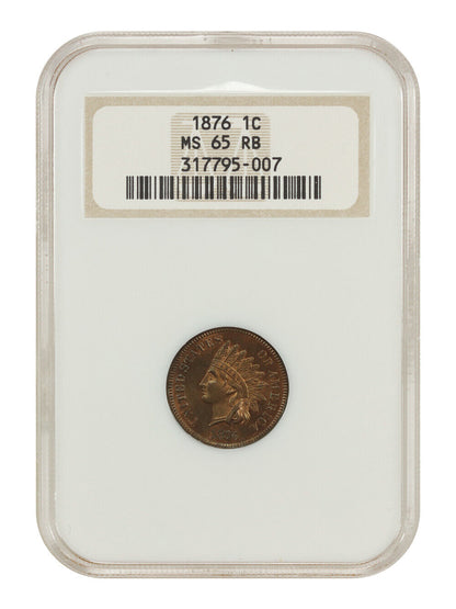 1876 1C NGC MS65RB (OH) - Indian Cent - Better Date