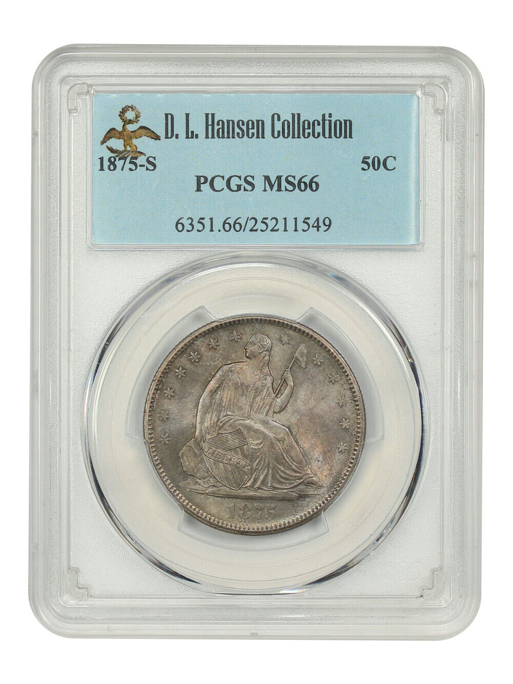 1875-S 50C PCGS MS66 ex: D.L. Hansen