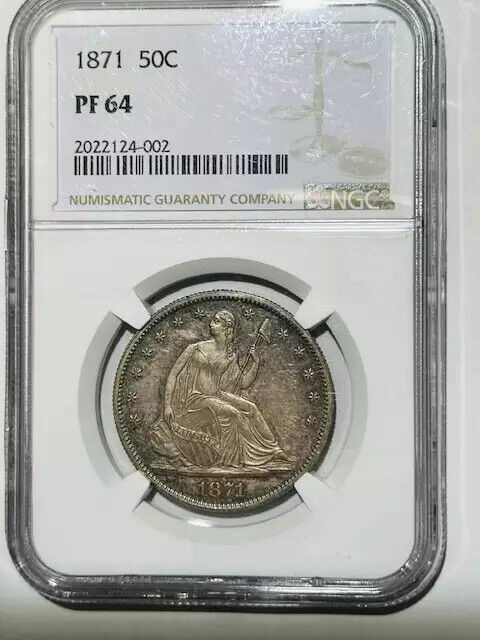 1871 P Half Dollars Liberty Seated NGC PF-64 960 Mintage!