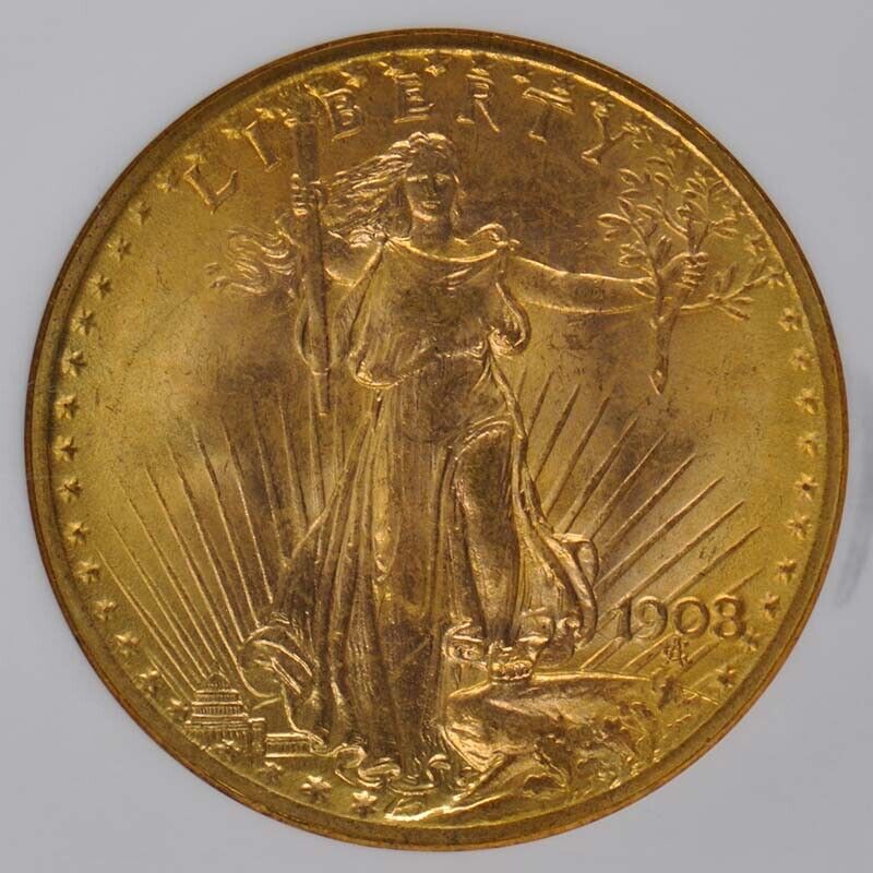 1908 NO MOTTO Saint-Gaudens $20 NGC MS67