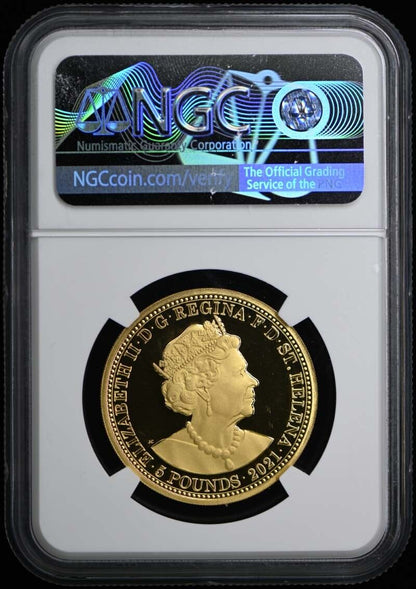 2021 St Helena Three Graces Gold 5 Pounds First Day NGC PR70DCAM