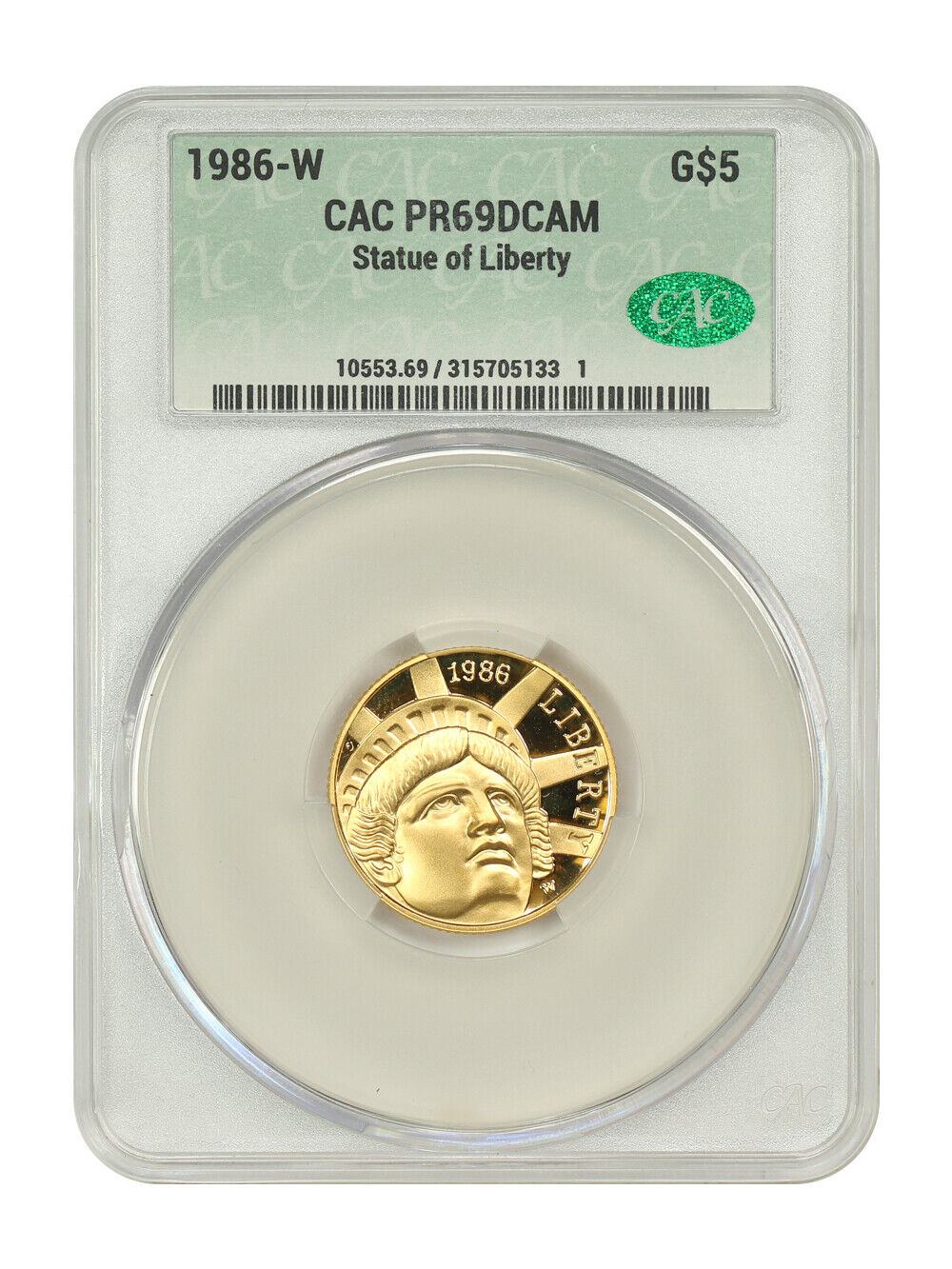 1986-W $5 Statue Of Liberty CACG PR69DCAM - $5 Modern Gold Commemoratives