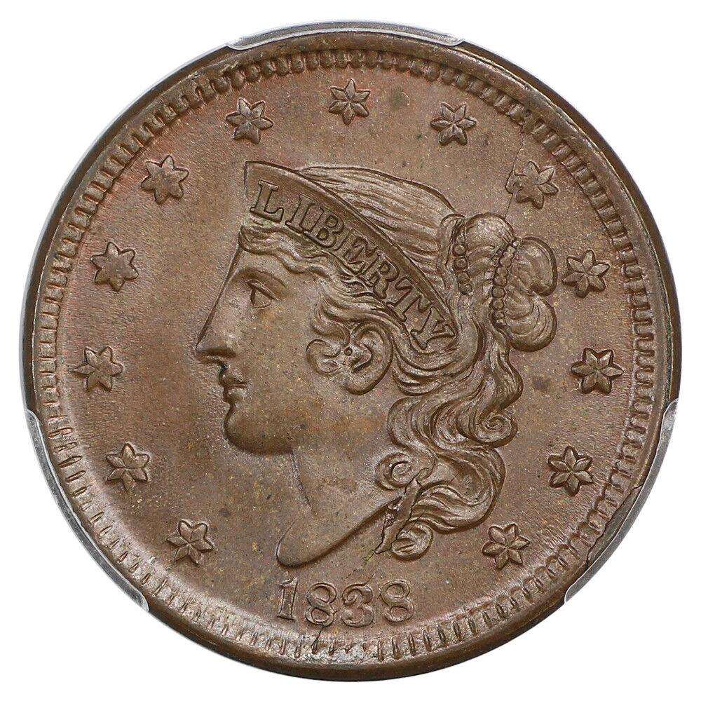 1838 1C PCGS MS65BN ex: D.L. Hansen