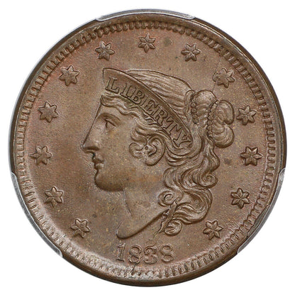 1838 1C PCGS MS65BN ex: D.L. Hansen