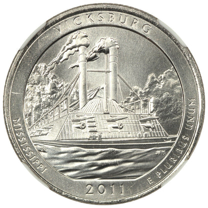 2011-P 25C Vicksburg NP NGC MS68 - Type 1 - Clad