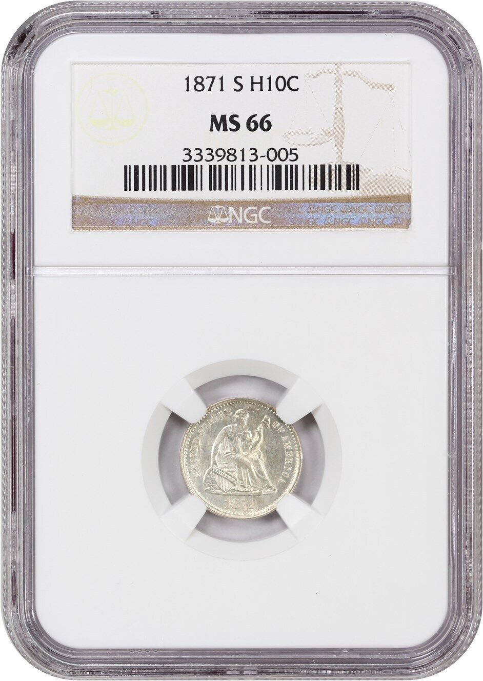 1871-S H10c NGC MS66