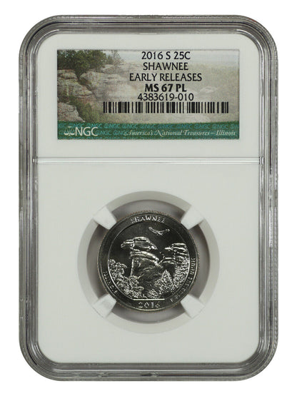 2016-S 25C Shawnee NP NGC MS67PL (Early Releases) - Type 1 - Clad