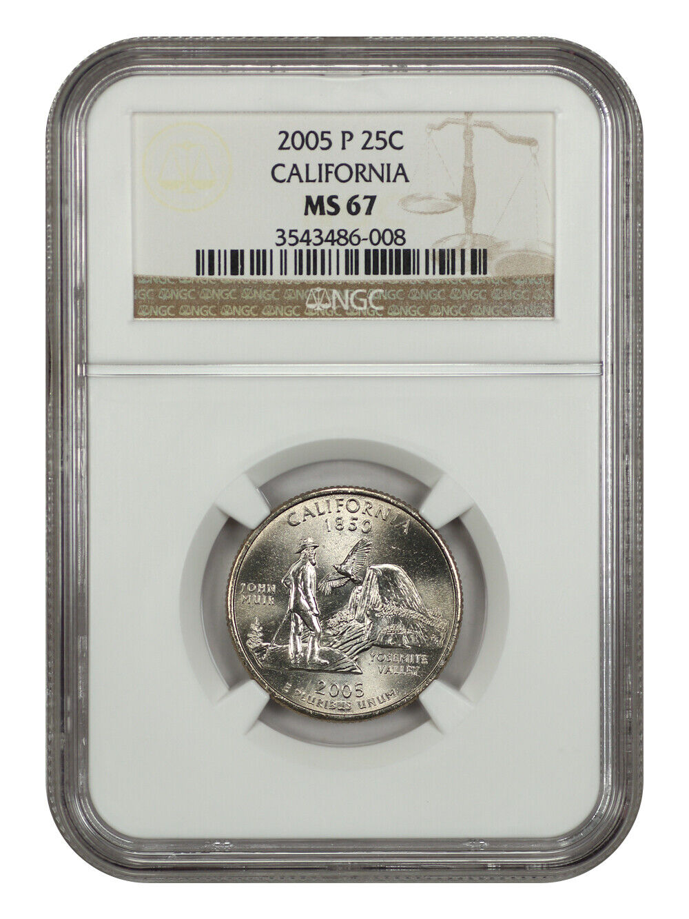 2005-P 25C California NGC MS67 - Washington 50 States Quarters