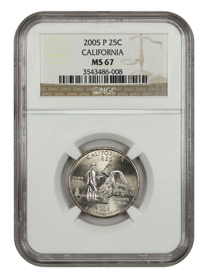 2005-P 25C California NGC MS67 - Washington 50 States Quarters