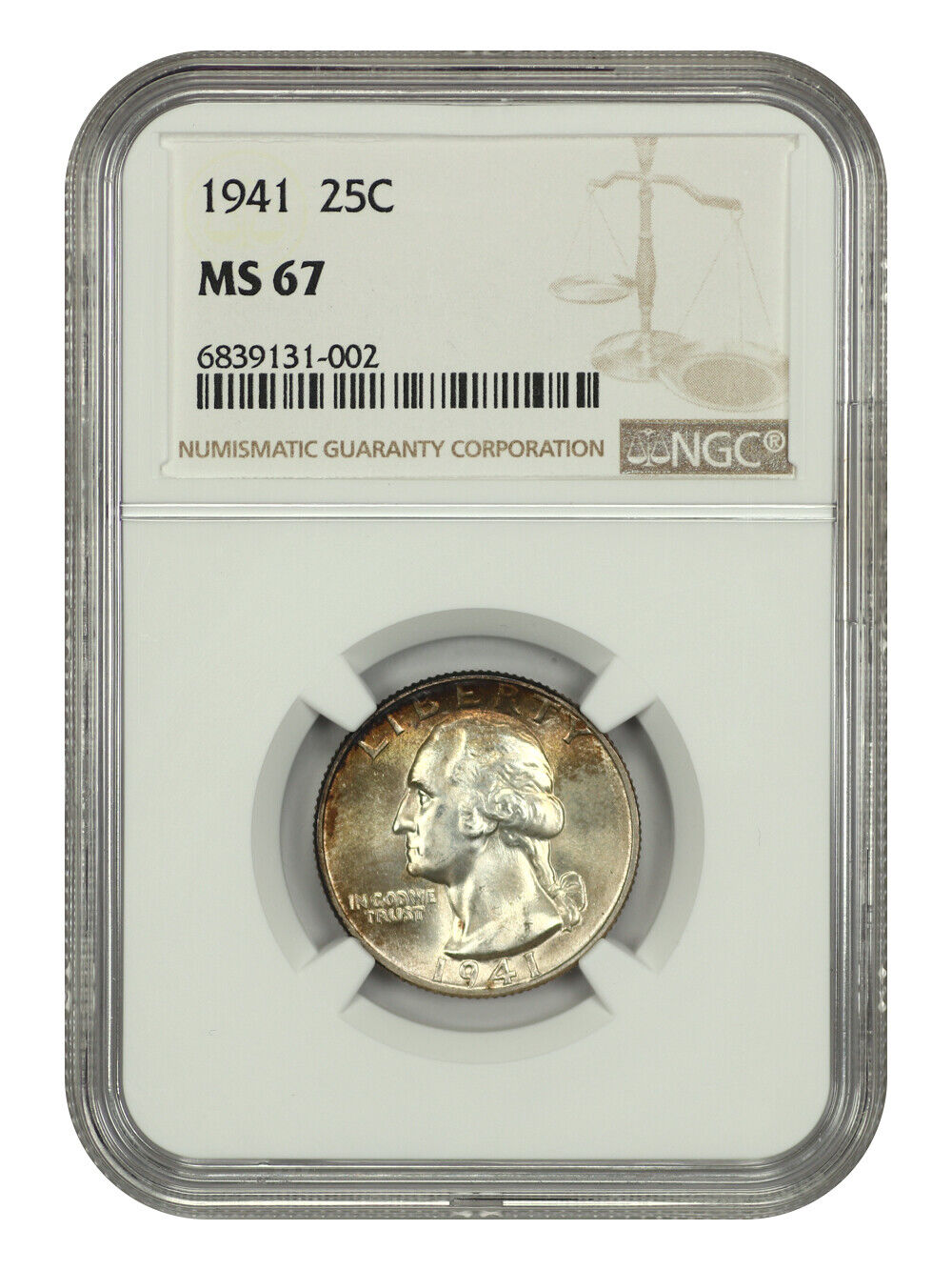 1941 25C NGC MS67 - Washington Quarter