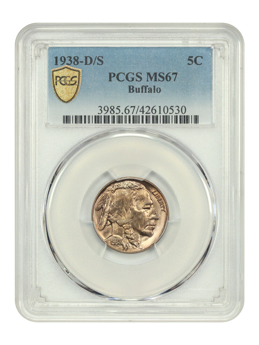 1938-D/S 5C Buffalo PCGS MS67 - Buffalo Nickel - Popular Variety