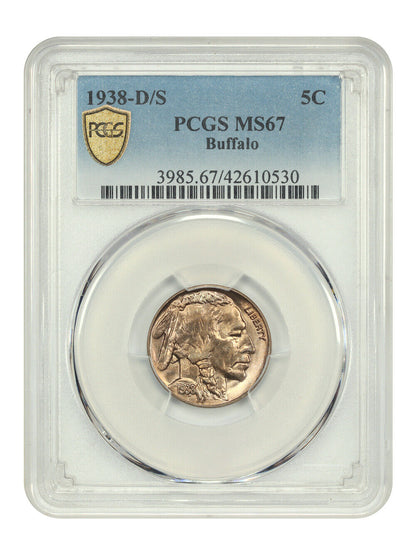 1938-D/S 5C Buffalo PCGS MS67 - Buffalo Nickel - Popular Variety