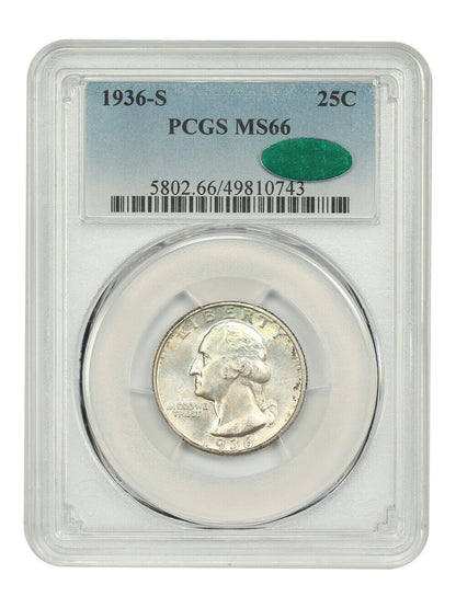 1936-S 25C PCGS/CAC MS66 - Washington Quarter