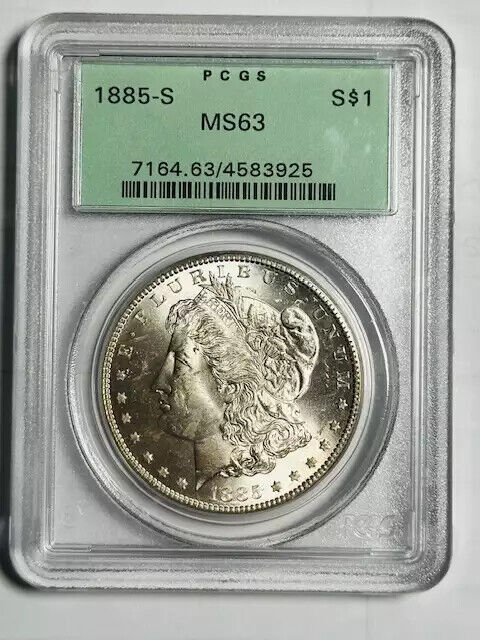 1885 S Morgan Silver Dollar PCGS MS-63 Old Green Holder!