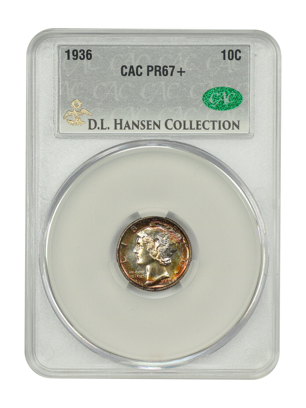 1936 10C CACG PR67+ ex: D.L. Hansen - Mercury Dime