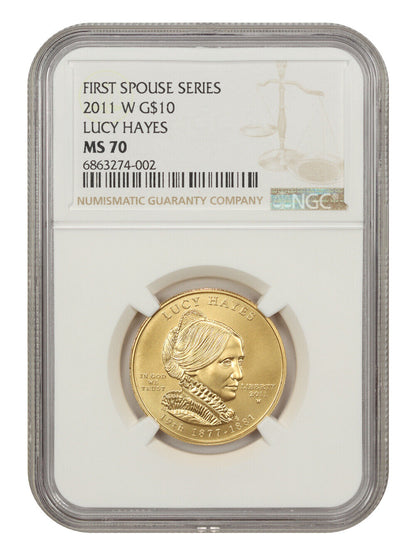 2011-W $10 Lucy Hayes NGC MS70