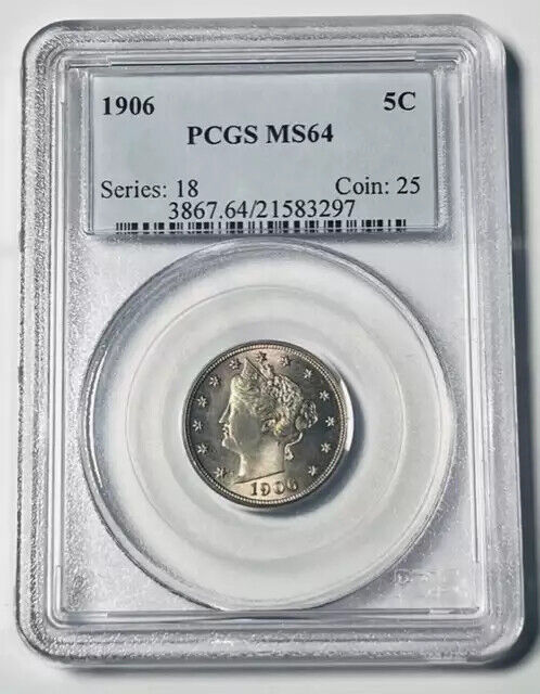 1906 P Liberty Head Nickel PCGS MS-64