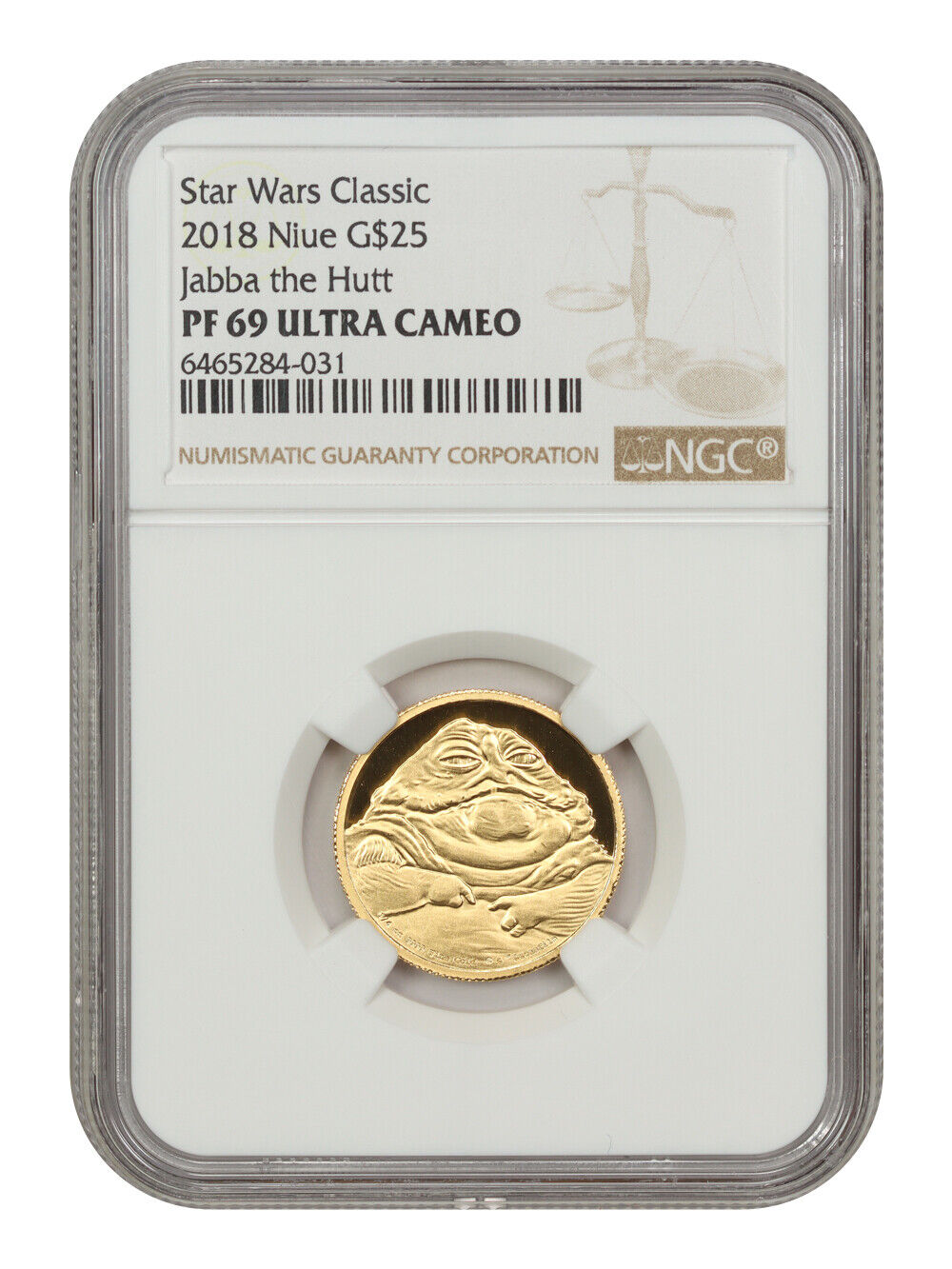 Niue: 2018 Star Wars Jabba the Hutt G$25 NGC Proof 69 UCAM (With Box and COA)