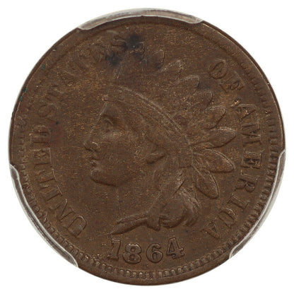 1864 1C PCGS VF30 (L On Ribbon, RPD, FS-2302, S-3)
