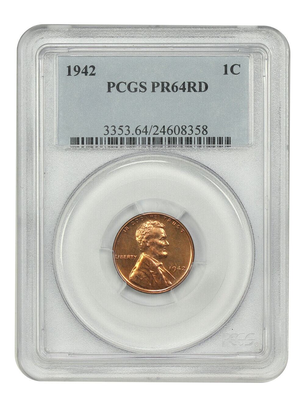 1942 1C PCGS PR64RD - Lincoln Cent (Wheat Reverse) - Lovely Red Proof