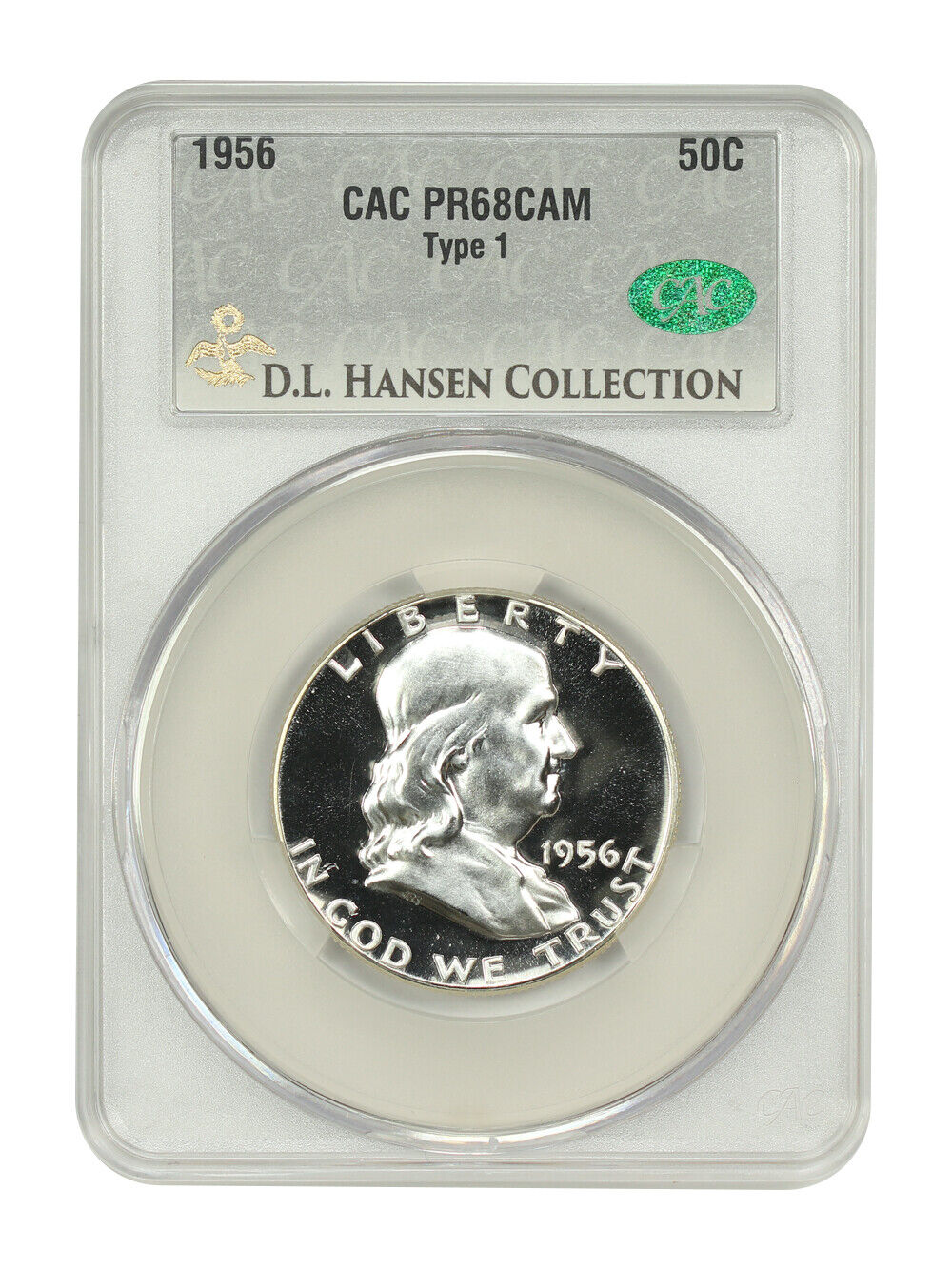 1956 50C CACG PR68CAM (Type 1) ex: D.L. Hansen - Franklin Half Dollar