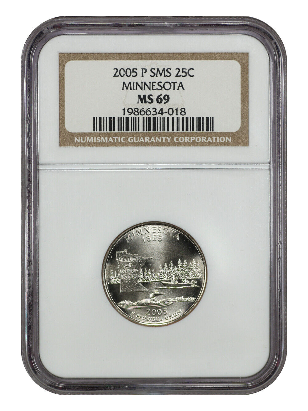 2005-P 25C Minnesota NGC SP69 (Satin Finish) - Washington 50 States Quarters