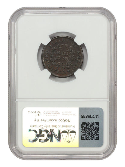 1805 1/2C NGC VF30 (Large 5, With Stems) - Draped Bust Half Cent - Better Date