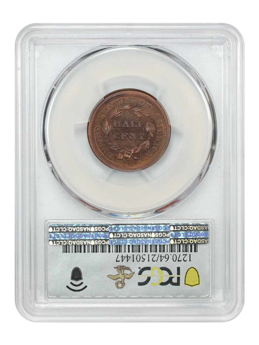 1843 1/2C PCGS PR64RB (Restrike) ex: D.L. Hansen