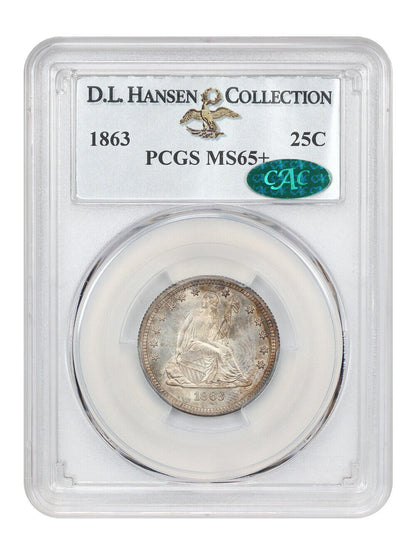 1863 25C PCGS/CAC MS65+ ex: D.L. Hansen