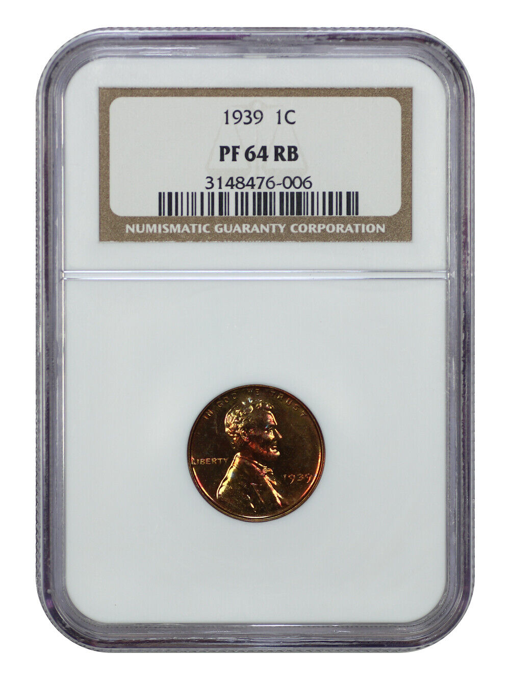 1939 1C NGC PR64RB - Lincoln Cent (Wheat Reverse) - Popular Proof Issue