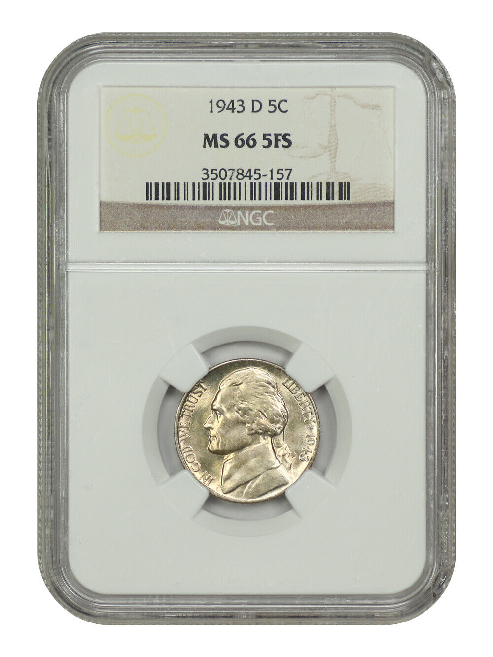 1943-D 5C NGC MS66 5FS - Jefferson Nickel