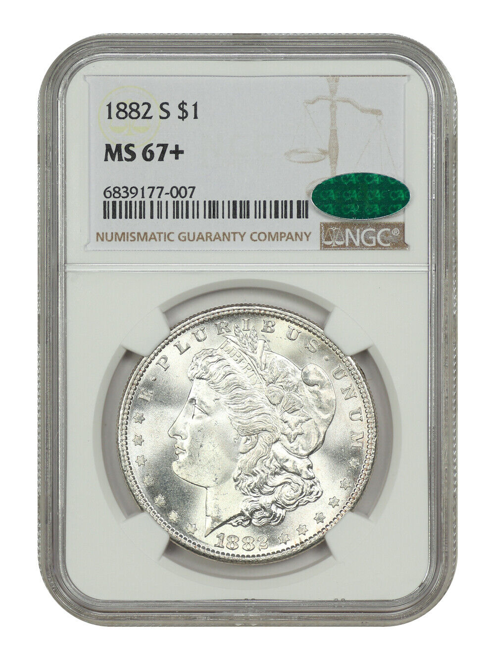 1882-S $1 NGC/CAC MS67+ - Morgan Dollar