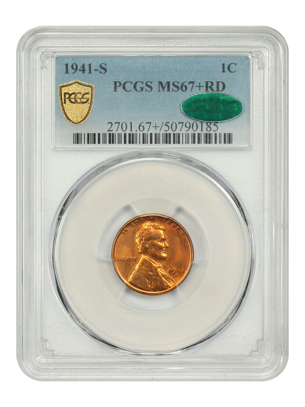 1941-S 1C PCGS/CAC MS67+RD - Lincoln Cent (Wheat Reverse)