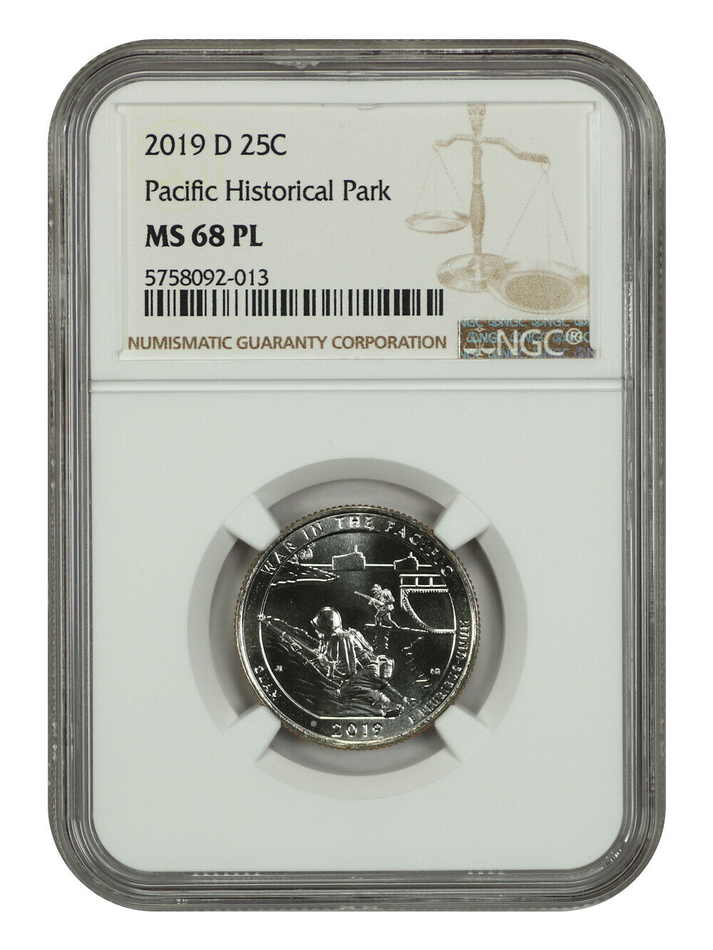 2019-D 25C War in the Pacific NP NGC PL68 - Type 1 - Clad