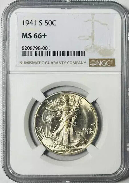 1941 S Walking Liberty Half Dollar NGC MS-66+