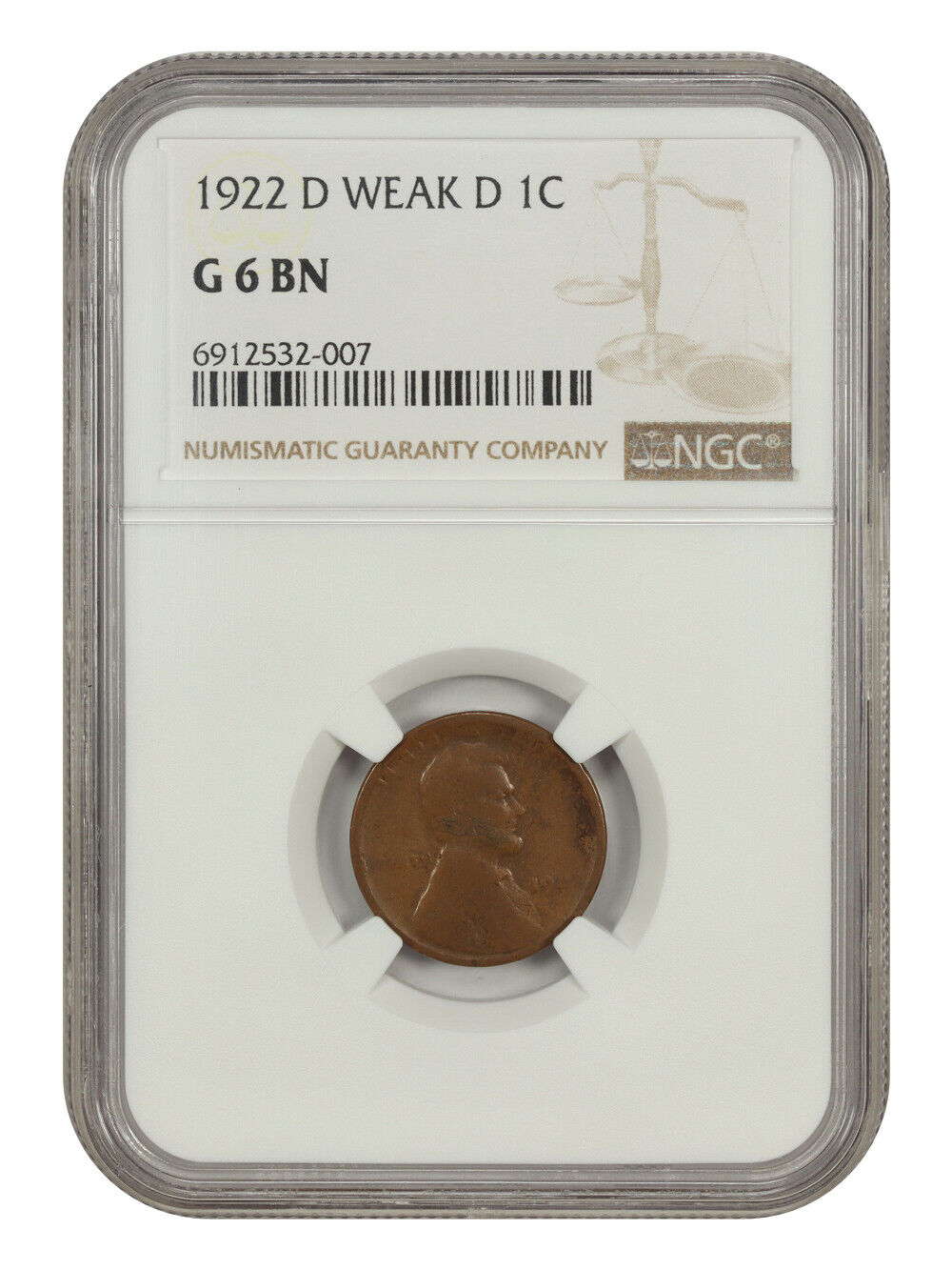 1922-D 1C NGC Good 06 (Weak D) - Lincoln Cent (Wheat Reverse)