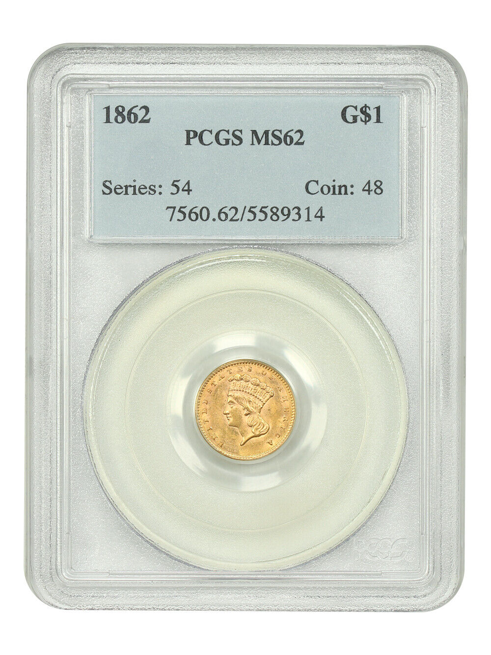 1862 G$1 PCGS MS62 - Gold Dollar - Civil War Era Gold Dollar