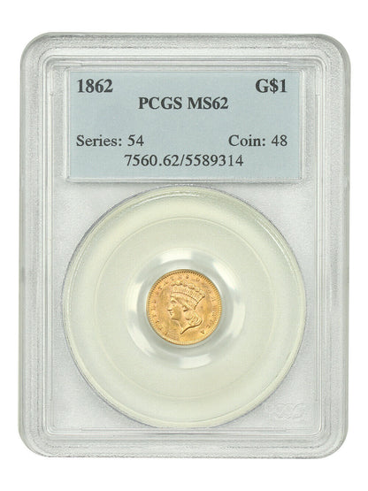 1862 G$1 PCGS MS62 - Gold Dollar - Civil War Era Gold Dollar