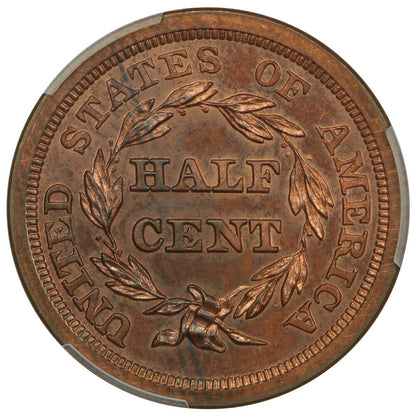 1856 1/2C PCGS PR64RB ex: D.L. Hansen