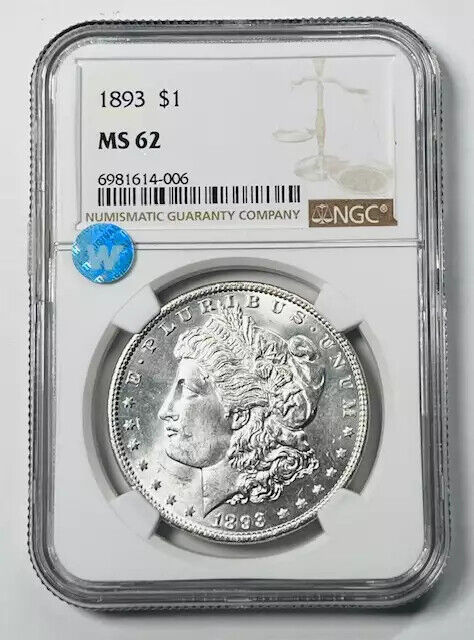 1893 P Morgan Silver Dollar NGC MS-62 A WOW coin! Sight White