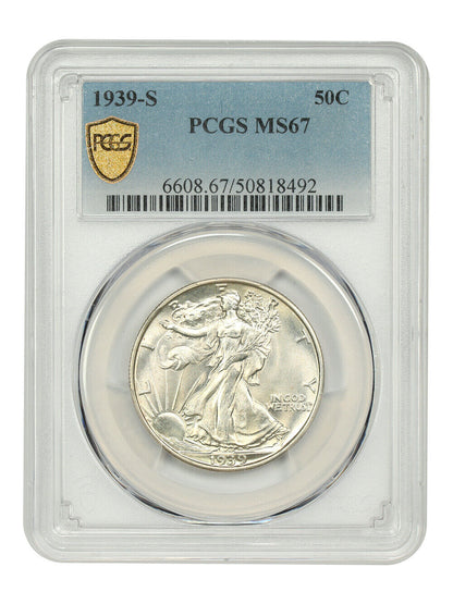 1939-S 50C PCGS MS67 - Walking Liberty Half Dollar - Spectacular Gem