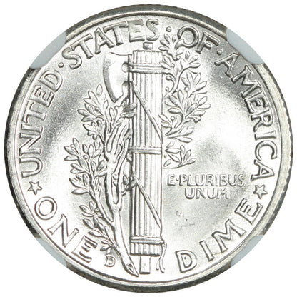 1943-D 10C NGC MS67FB - Mercury Dime