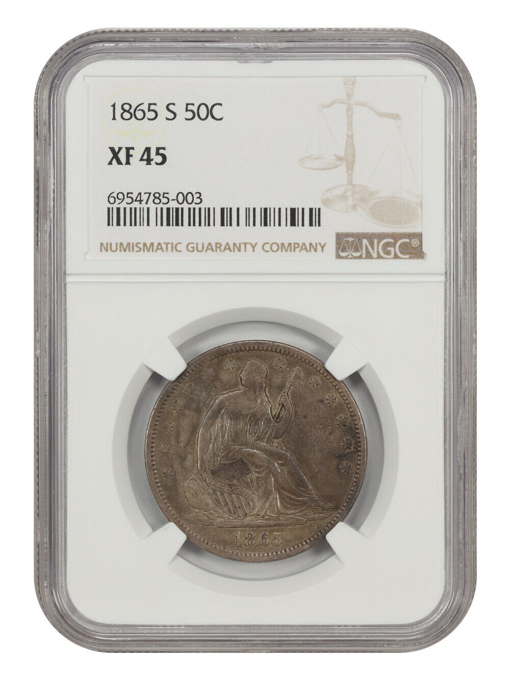 1865-S 50C NGC XF45 - Liberty Seated Half Dollar