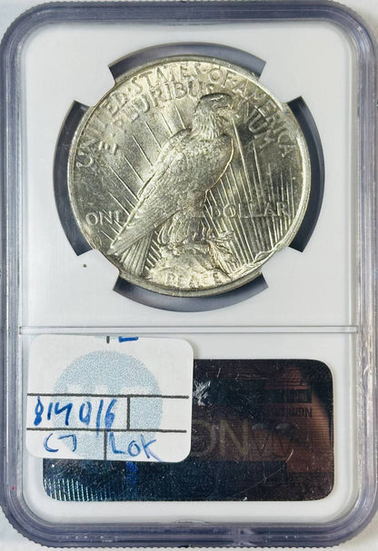 1923 Peace Dollar NGC MS-64 1923 CURVED CLIP @ 4:00 Mint Error