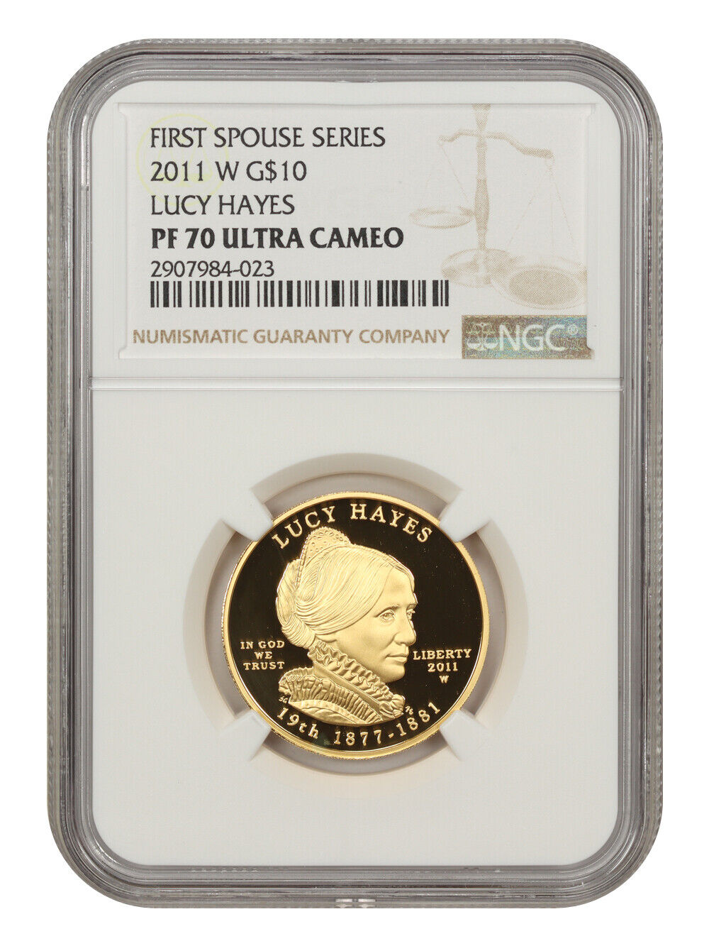 2011-W $10 Lucy Hayes NGC PR70DCAM