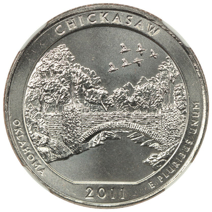 2011-D 25C Chickasaw NP NGC MS68 - Type 1 - Clad