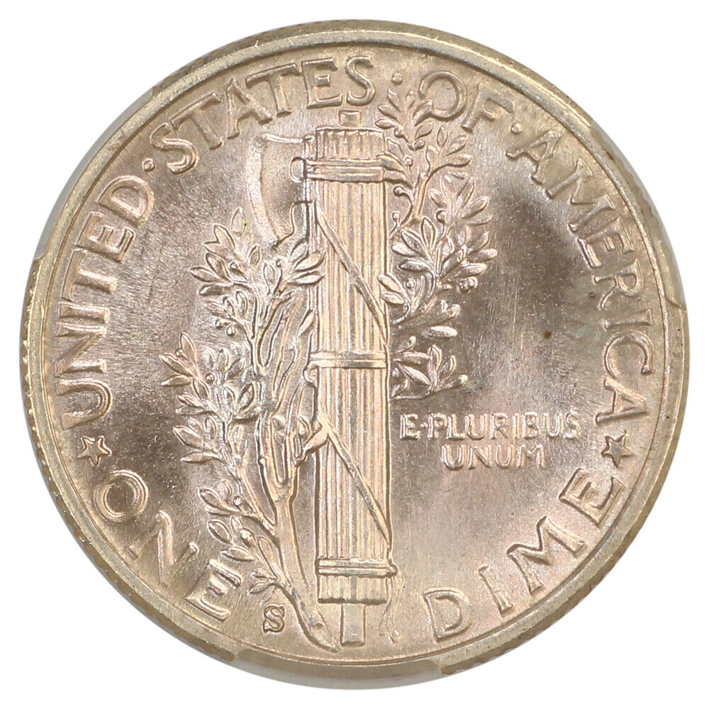 1943-S 10C CACG MS67FB - Mercury Dime