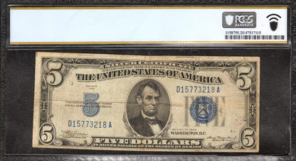 1934 $5 SILVER CERTIFICATE FR.1650 PCGS 25 VERY FINE - INVERTED BACK ERROR (218A